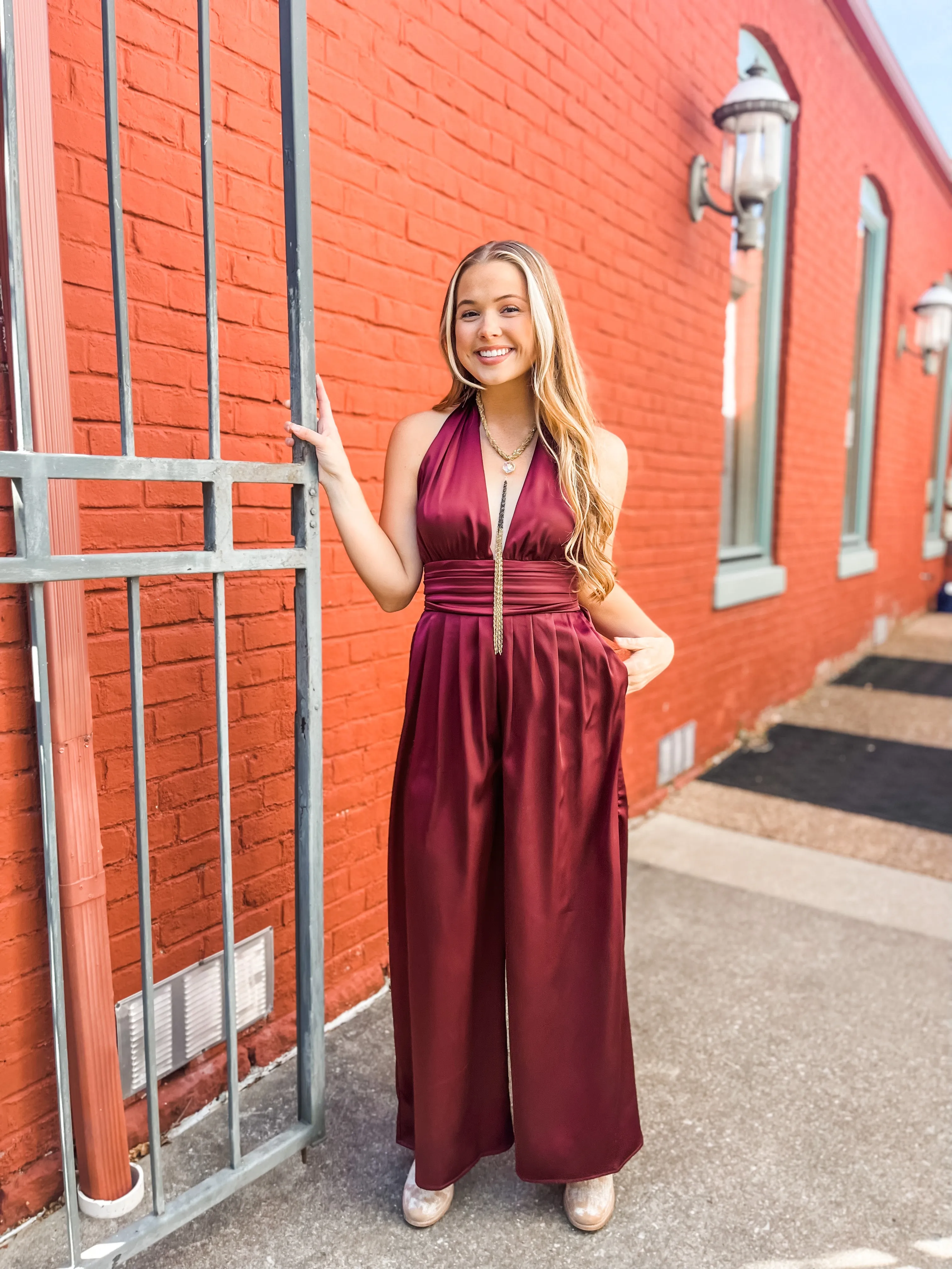 Spellbinding Satin Halter Jumpsuit