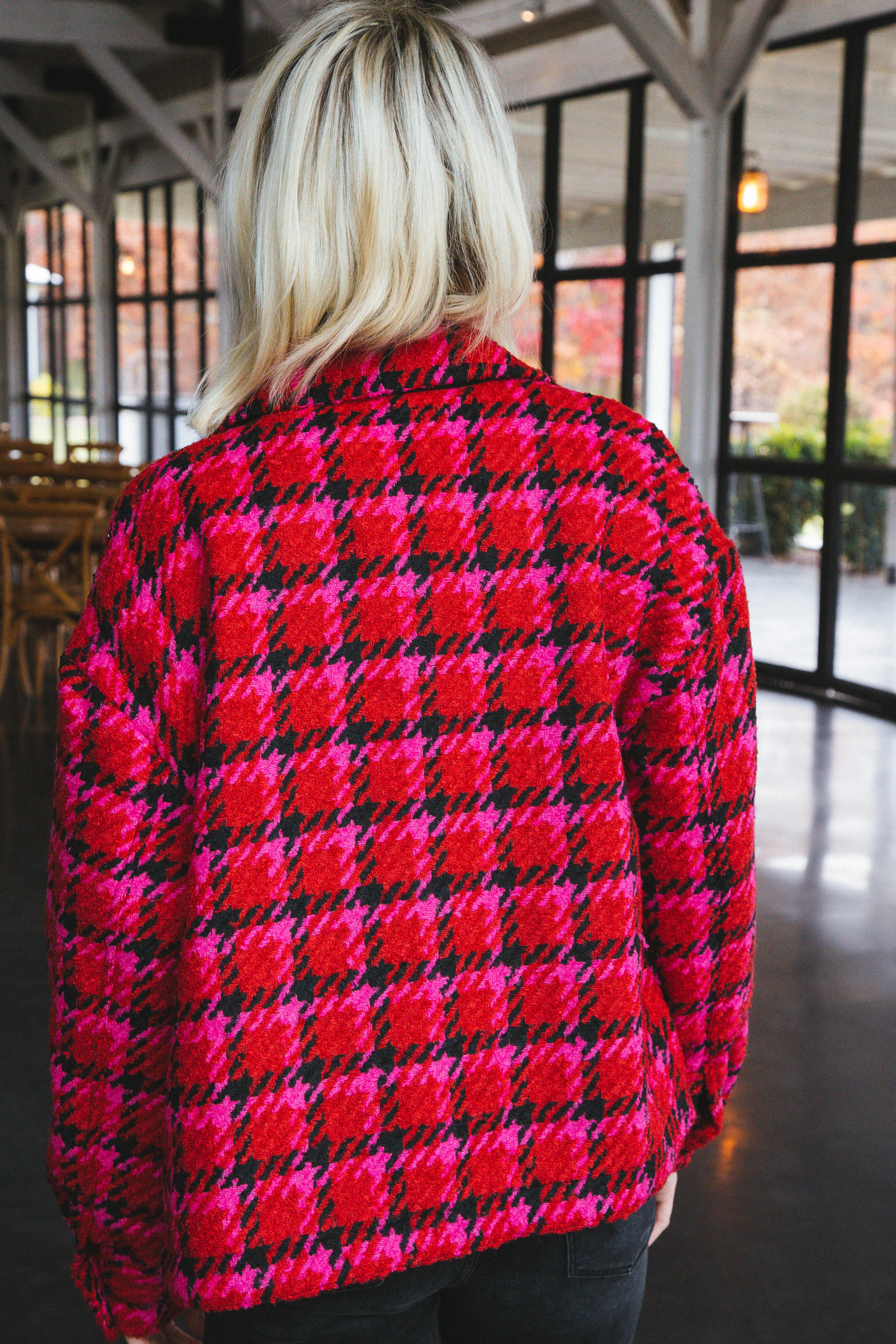 The Shacket Houndstooth Plaid, Lipstick | Sanctuary