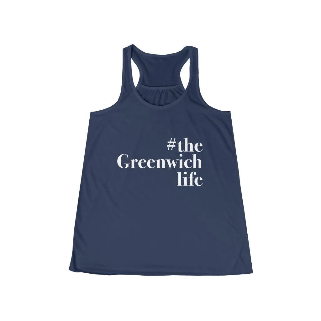 #thegreenwichlife Women's Flowy Racerback Tank - White Print