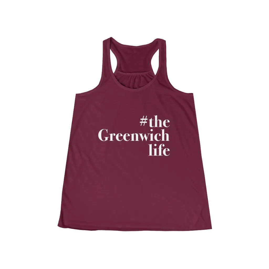 #thegreenwichlife Women's Flowy Racerback Tank - White Print