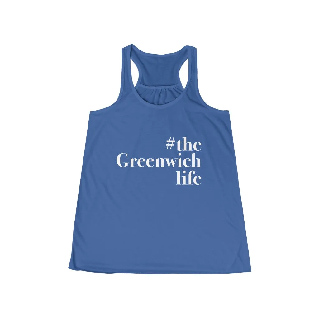 #thegreenwichlife Women's Flowy Racerback Tank - White Print