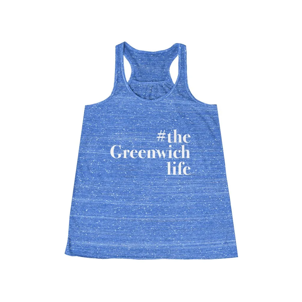 #thegreenwichlife Women's Flowy Racerback Tank - White Print