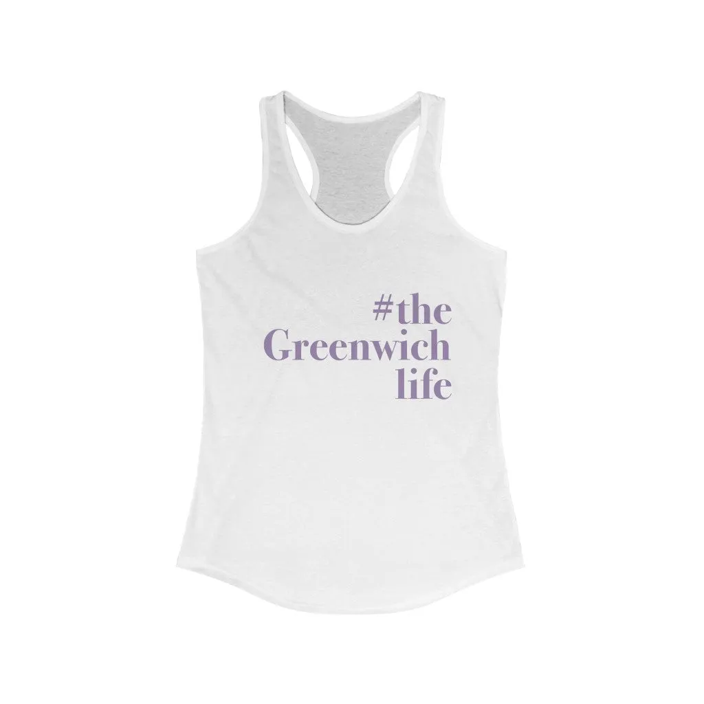 #thegreenwichlife Women's Ideal Racerback Tank - Purple Print