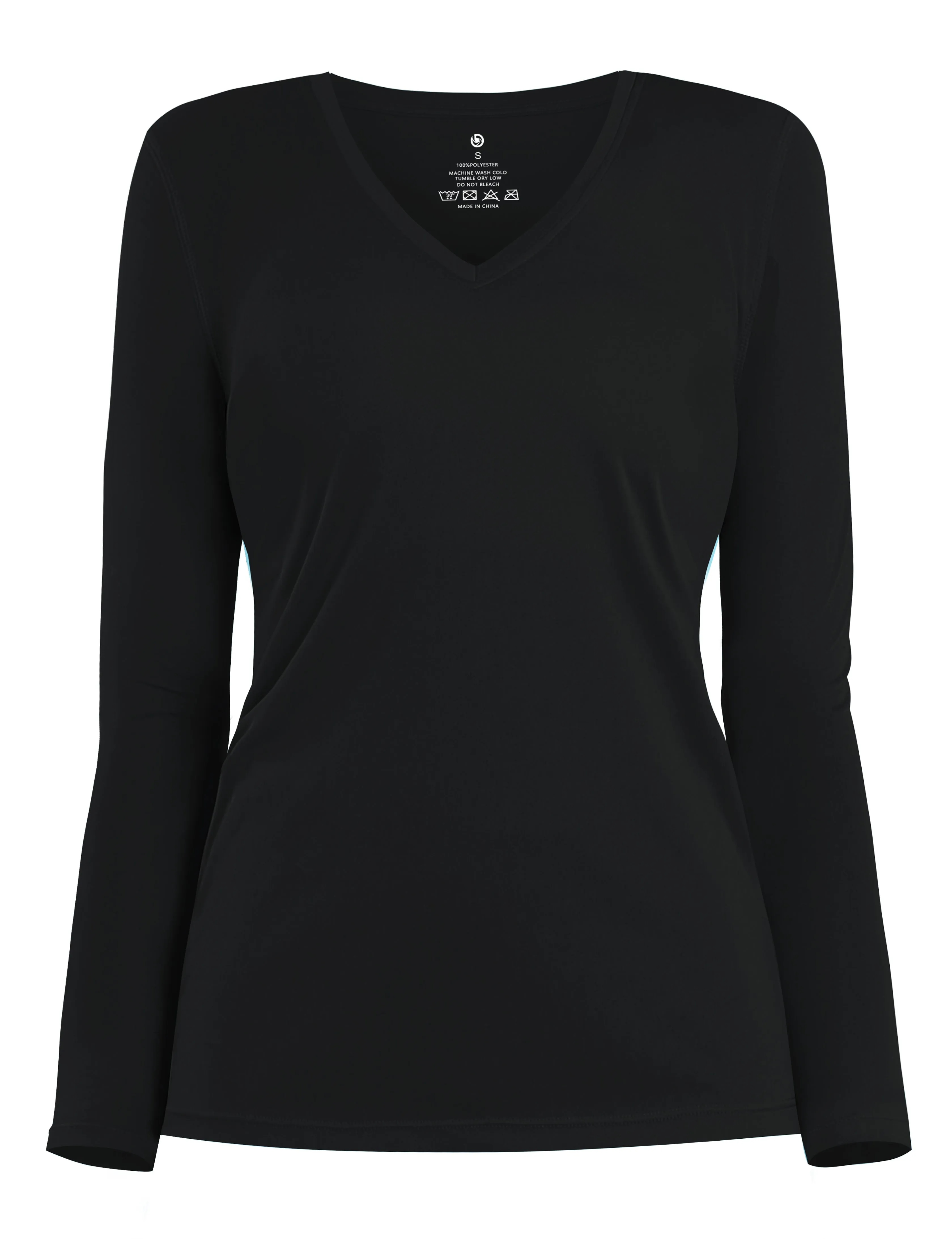 V Neck Long Sleeve Athletic Shirts black