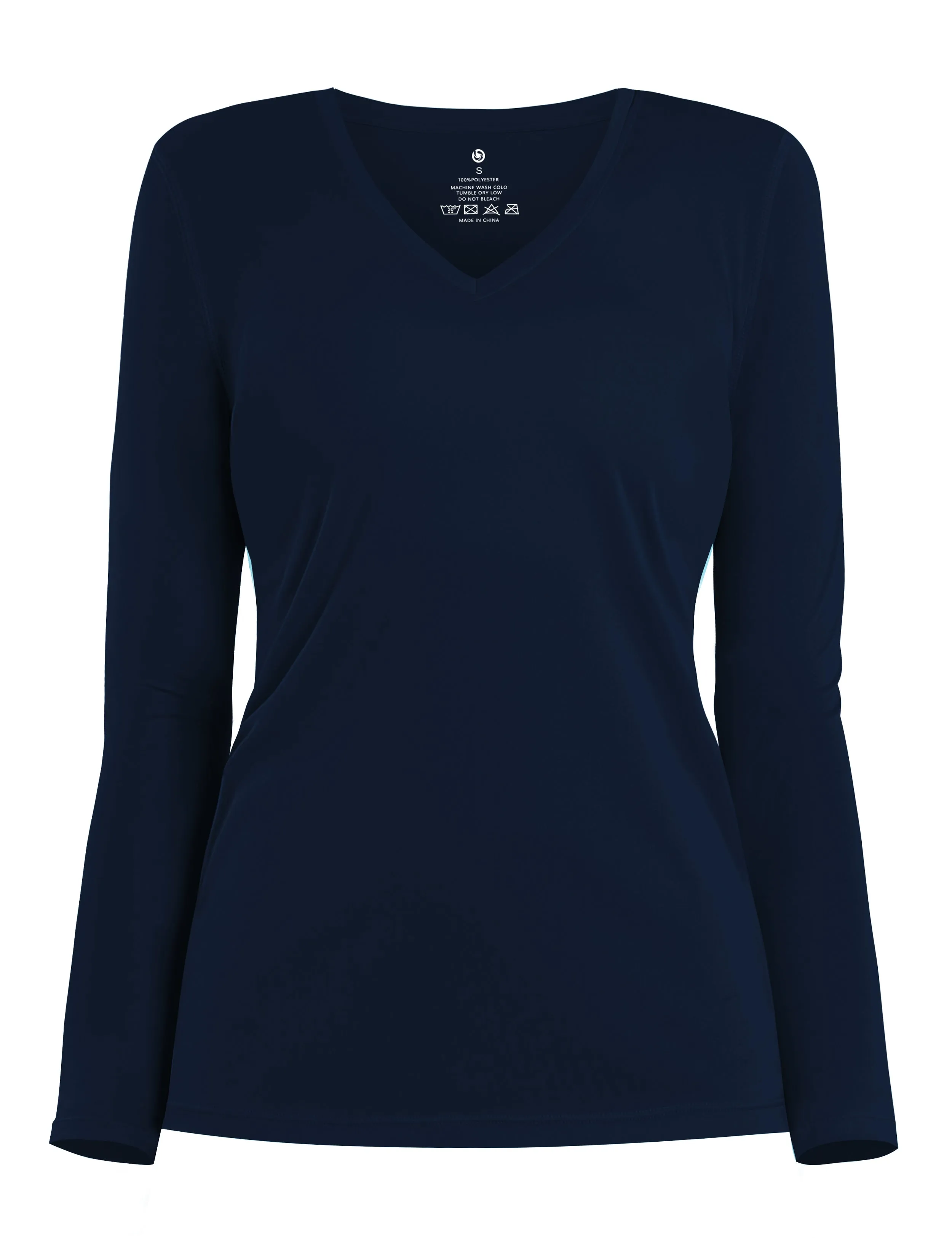 V Neck Long Sleeve Athletic Shirts darknavy