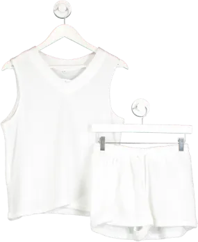 White Knit Look Shorts And Tank Top UK L