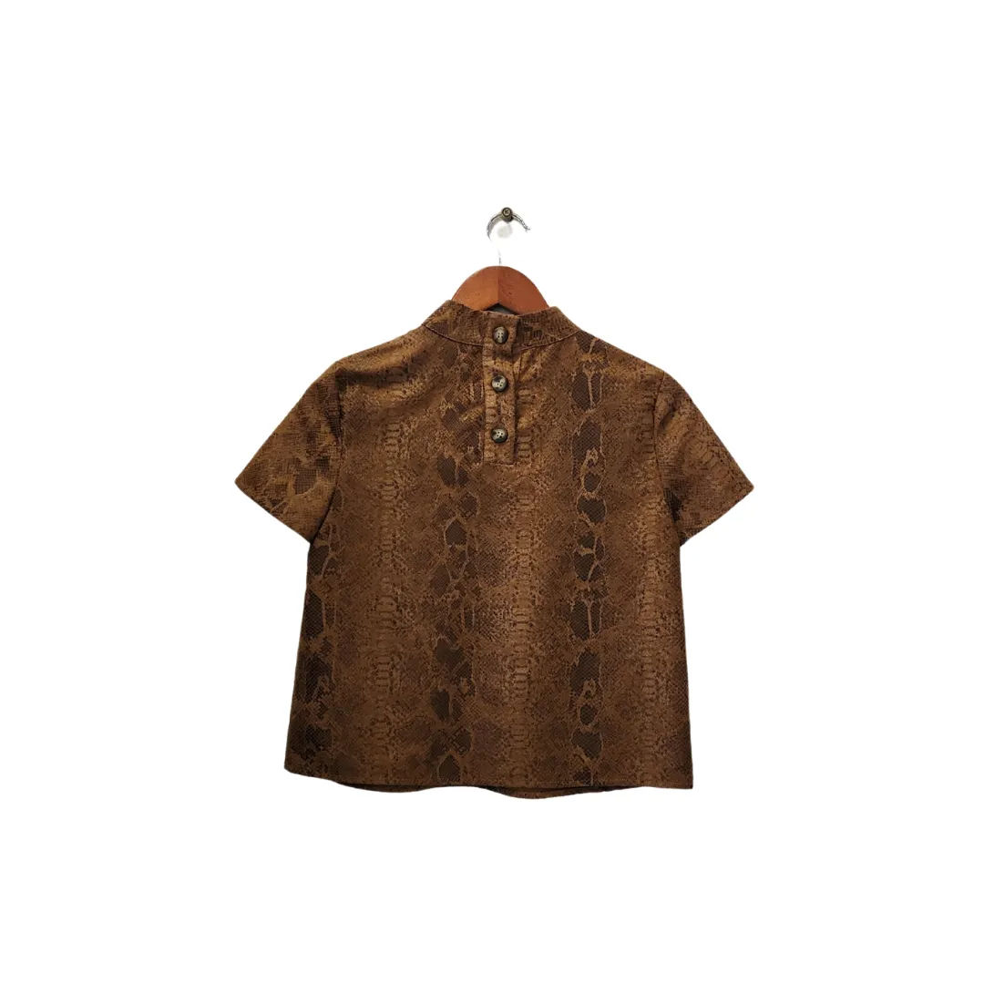 ZARA Brown Snakeprint Short Sleeve Top | Like New |